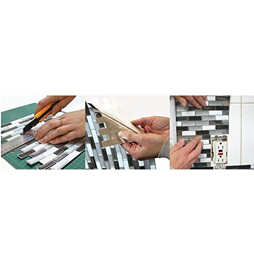 Mosaik High-Gloss Mosaic in Gray and Black (Set of 6)