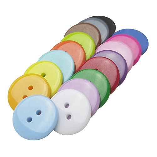 Libiline 3/4"(20Mm) Mix Lots 100Pcs Resin Button Solid Color 2Holes Craft Clothes Sewing Cards Making Sweater Shirt (3/4"(20Mm), Multi-Colored) #TOP1