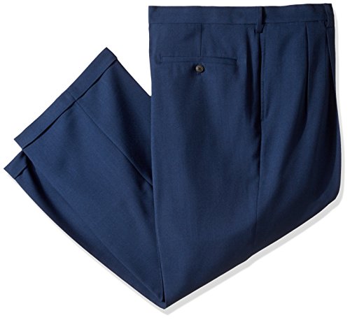 Haggar Men's Big and Tall eCLo Stria Pleat-Front Expandable Waist Dress Pant, Blue, 50Wx30L
