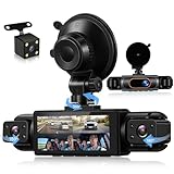 Rimoody 4 Canali 360° Dashcam Auto, 4 Telecamera HD 1080P Anteriore e Posteriore Sinistra Destra, 3.16 Pollici Schermo IPS Dash Cam con Visione Notturna 8 IR/Loop Video/24H Parcheggio Monitor