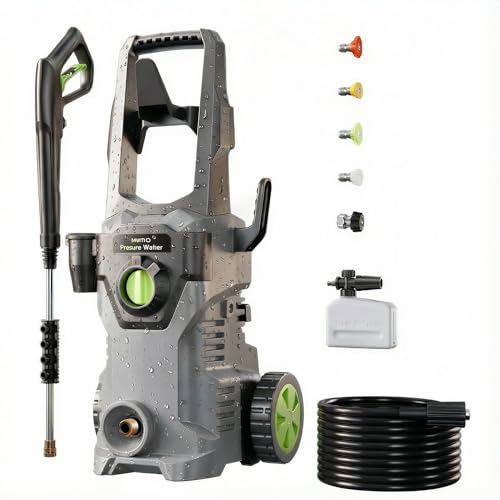 Pressure Washer, Etoolab Portable Power Washers, 4 Quick Connect Nozzles, High Pressure Cleaning Machine for Car Wash Fence Driveway Patio Washing (Grey)