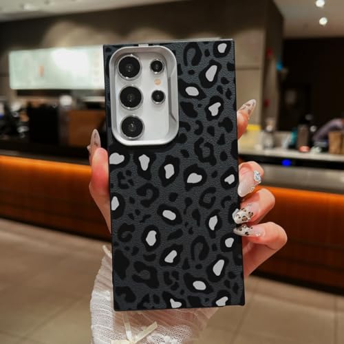 Coque Samsung A54 5G léopard noir en TPU souple effet cuir
