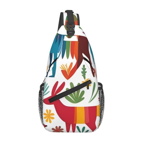 Cross Chest Bag Diagonally - Quality, Durable, and Spacious Shoulder Bag for Men and Women Mexican Otomi Animals Prints