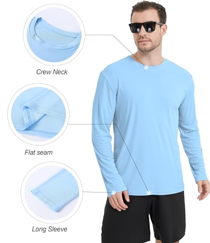 4 Pack Men's UPF 50+ Rash Guard Swim Fishing Sun Shirts, Long Sleeve SPF UV Sun Protection Shirts for Men4