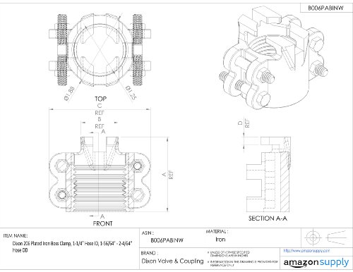 Image of Dixon 206 Plated Iron Boss Clamp, 1-1 /4 inch Hose ID, 1-56 /64 inch - 2-4 /64 inch Hose OD
