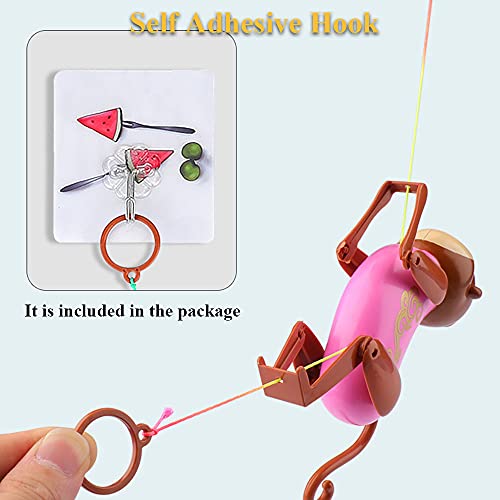 Image of Rope-Climbing Monkey Toy - Interactive Pull and Climb Monkey with Funny Sound Effect for Kids (Pink)