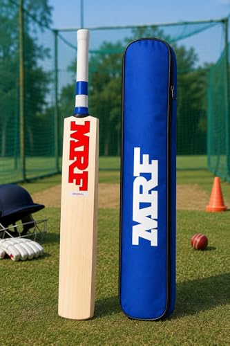 Image of Full Size Kashmiri Willow Cricket Bat SH | Thick Edge Power Hitting | Hard Pressed Blade | Suitable for Hard & Soft Tennis Ball | Free Cover(NOT for Leather Ball)