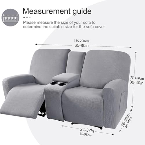 Funda de sillón reclinable elástica con consola central negra fundas sofá FBKPHSS 7