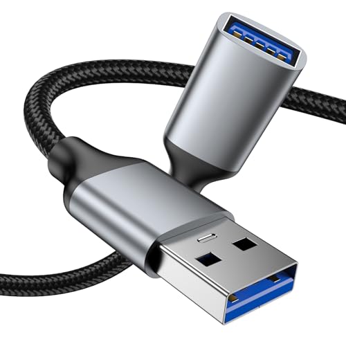 KAYQINHO Câble d'extension USB 2M, câble d'extension USB 3.0, type nœud en nylon mâle à femelle, 5Gbps, pour transfert de données haute vitesse, clavier, souris, Playstation, Xbox, clé USB.
