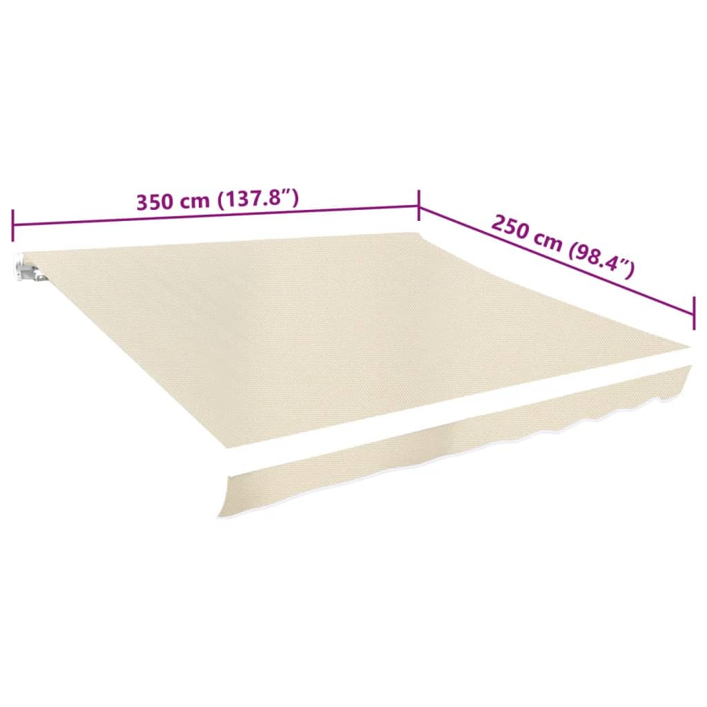 puraday Tessuto di ricambio per tende da sole 3,5 x 2,5 m, rivestimento per tende da sole color crema, tessuto per tende impermeabile, poliestere con rivestimento PU