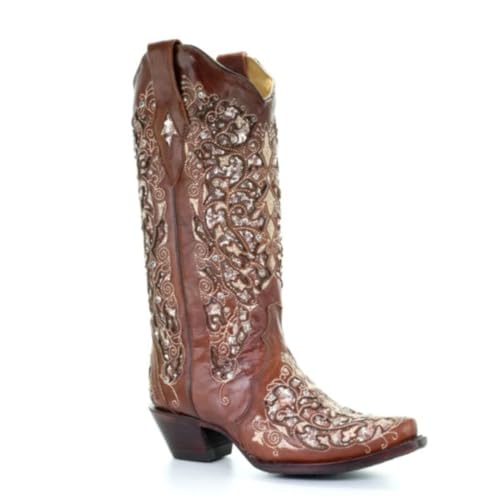 Lmtossey Retro diamant holle bloem westerse cowboy laarzen puntige teen hoge hak rijder laarzen grote vrouwen laarzen - Afbeelding 7