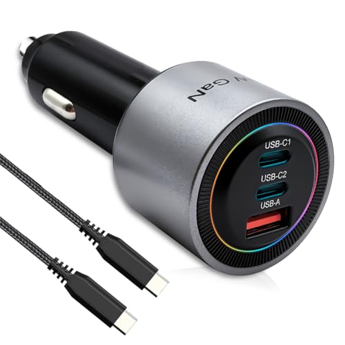 ZeroneTeck �ԍڏ[�d��ɏ[�d�P�[�u�� 175W 2C1A 3�|�[�g �t��100W PD�P�[�u���t�� �}���[�d MacBook Pro iPhone 15 �Ή� �X�}�[�g�ߏ[�d�h�~ �R���p�N�g�݌v