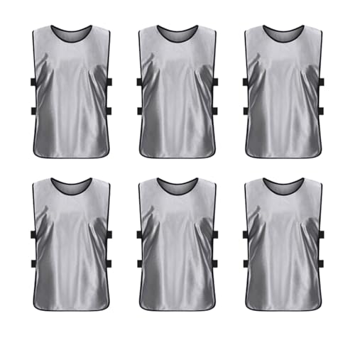 Sports Petos de Entrenamiento 6 camisetas de fútbol for entrenamiento deportivo, de malla, sueltas, for baloncesto, críquet, fútbol, ​​voleibol, rugby, accesorios deportivos.(Dark Grey,90-110cm)