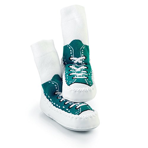 Mocc Ons Clever Little Slipper Socks That Keep Toes Warm! Sneakers 6 -12 Months Turq