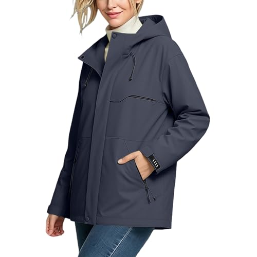 Chaqueta ligera impermeable para mujer, abrigo de lluvia encerado con capucha para senderismo 3