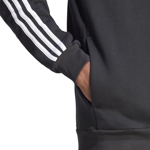 Image of adidas Essentials Men's Fleece 3-Stripes Full-Zip Hoodie Top with Hood
