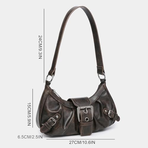 Image of Women Y2k Burgundy Crescent Moon Purse Small Hobo Bags Trendy Crossbody Bag