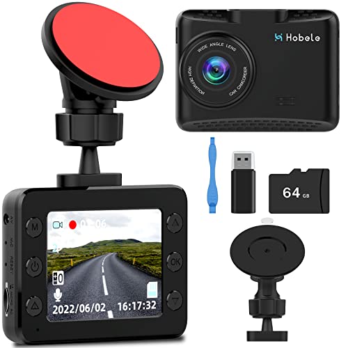 Hobele H17 Dash Cam Super Night Vision Full HD 1080P 2.5' IPS Display with 64GB SD Card, Loop...