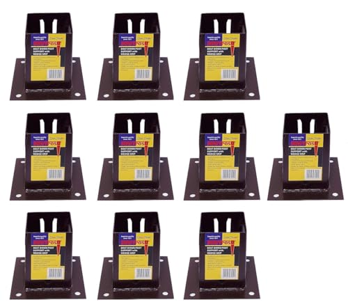 Image of 10 x Fence Post Holder 75mm posts Support Bolt Down Shoe Anchor Wedge Grip Brown for 75mm x 75mm posts (3") Eliza Tinsley Swiftpost, Pack of 10