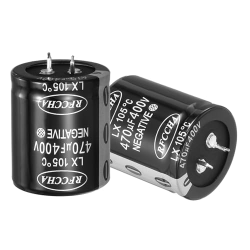 Image of sourcing map 400V 470uF Snap in Electrolytic Capacitor, 2 Pcs 2 Pin Audio Amplifier Aluminum Electrolytic Capacitor for Filter Audio Smart Home Appliances Electronic Component(Black,42x35mm)