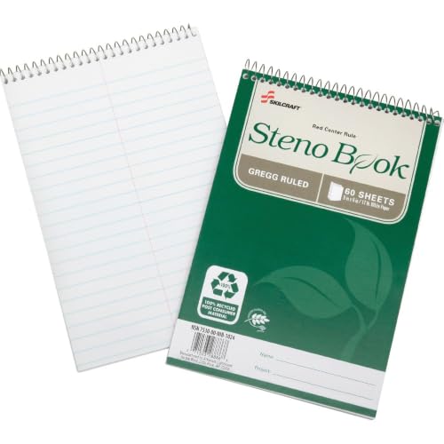 SKILCRAFT 7530-01-600-2029 100 Percent Recycled PCW Steno Book, 9 x 6 Inch, 60 Sheets (Pack of 6) by Skilcraft - Image 2