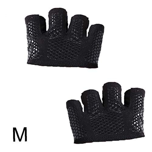 1Pair Yoga Half Finger Grip Fitness Training Gloves Sports Glove Men Women Fitness Gloves Non-Slip Yoga Gloves Half Finger Gloves For Men Women, Black(M)