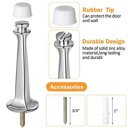 24 Pack Door Stop Heavy Duty Solid Rigid Door Stoppers With Soft Rubber Tip Wall Mount Door Stoppers For Bottom Of Door (Silver) #TOP2
