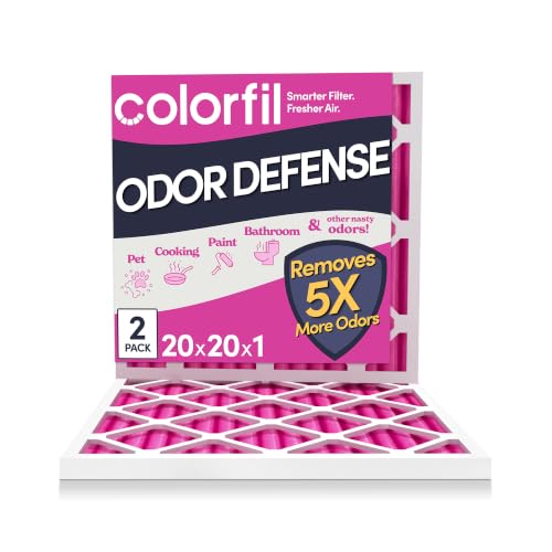 Colorfil 20x20x1 Air Filter (2-Pack) | Made in the USA | Color Changing | Remove Cat and Dog Odor | MERV 8 for Pet Hair Dander and Dust | 19.5'x19.5'x0.75' Exact Size