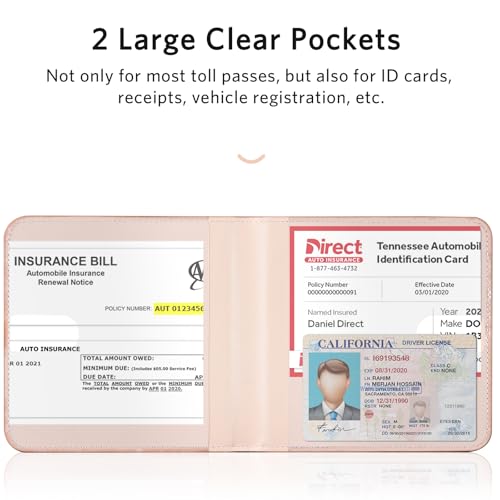 Image of CoBak Car Registration and Insurance Holder - Vehicle Glove Box Car Organizer, Auto Truck Comparment Accessories Case for Essential Document, Driver License, Cards (Oil Painting Pink)