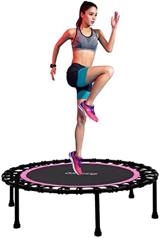 Newan 40'' Silent Fitness Mini Trampoline - Indoor Rebounder for Adults - Best Urban Cardio Jump Fitness Workout Trainer, Covered Bungee Rope System - Max Limit 330 lbs