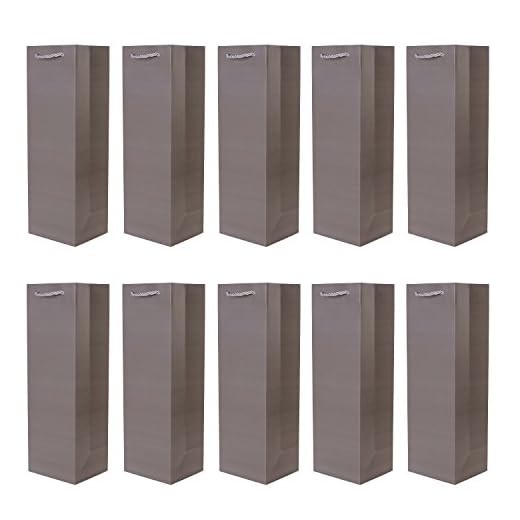 10er Packung Flaschentüten Geschenktüten grau für Wein Sekt und Champagner geeignet 36x12x10