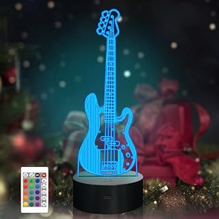 Anywin Guitar 3D Night Light, Electric Guitar 3D Illusion Lamp with 16 Colors Changing Remote & Timer & Dimmer for Room Decor,Birthday Christmas Holiday Creative Gifts for Kids Boys Girls