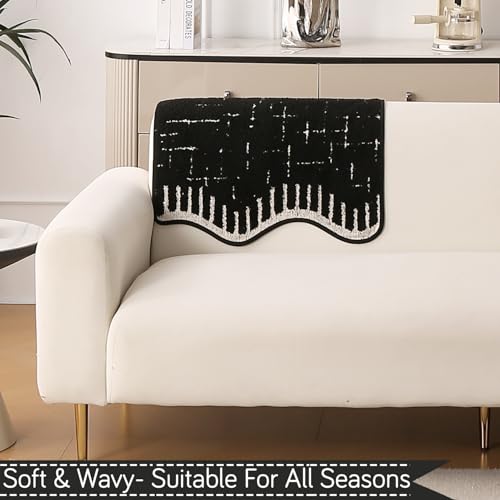 Image of HOKIPO 1 PC Backrest Mat for Sofa Cover | Luxury Supple Soft Wavy Mat with Anti Slip Backing, Black (AR-6217-BLK)