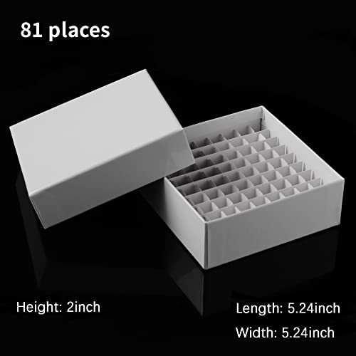 Eowpower 12 Pieces 81 Hole Cardboard Freezer Storage Box, Water and Ice Resistant Coating for 2 ml tube