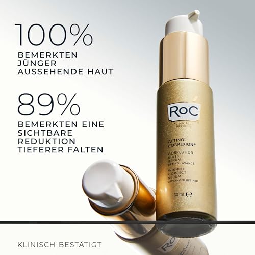 RoC - Retinol Correxion Wrinkle Correct Serum, Anti-Falten und Alterung, Feuchtigkeitsspendende Gesichtsserum, RoC pure Retinol, Weiß, 30 ml