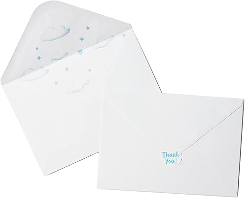 Miniatura 8 de All Ewired Up Juego de 50 tarjetas de agradecimiento para baby shower con sobre diseñado y sellos a juego