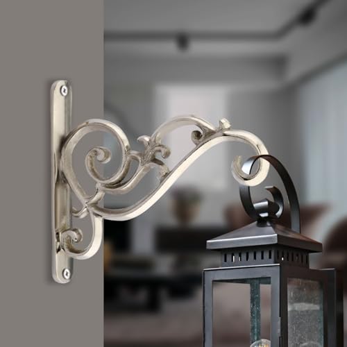 Image of GHAR DWAR Metal Wall Hook Hanging Plant Bracket Decorative Straight Plant Hanger for Pots, Bird Feeders, Planters, Lanterns, Macrame, Wind Chimes Indoor Outdoor (Pack of 4, Silver)