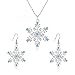 EVER FAITH Austrian Crystal Snowflake Flower Pendant Necklace Earrings Set