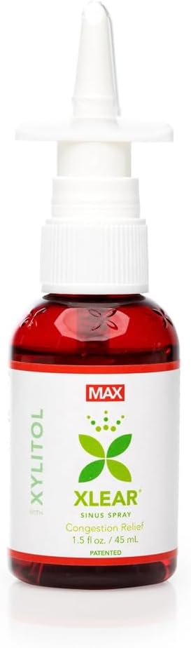 Xlear MAX Natural Xylitol Saline Nasal Spray with Capsicum and Aloe - Fast Acting for Sinus Pressure, Decongestant, Headache, Dry Nose, 1.5 fl oz (Pack of 4)