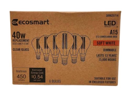 image for EcoSmart A15 LED Light Bulbs | Clear | Vintage Filament | 450 Lumens |