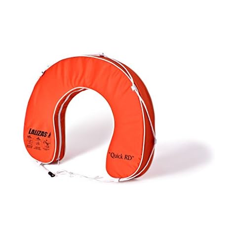 Lalizas Hufeisen-Rettungsring Orange 145N Polyester PVC-Keder mit Rundumleine UV-Beständig Rettungsreifen Hufeisenform Boot Cover