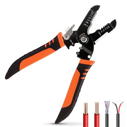 Untrytb Wire Stripper, Professional 5-In-1 Wire Strippers Tool, Wire Cutters Crimpers, 10-20 AWG Electric Pliers Crimp for Stripping, Cutting, Crimping, Sharpening, Clamping