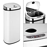 Dihl Rectangle 50L Stainless Steel Auto Sensor Kitchen Waste Dust Bin Automatic Motor White - Image 1