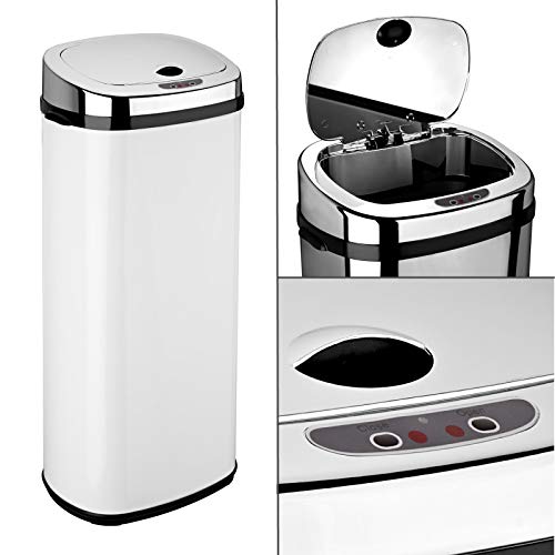 Dihl Rectangle 50L Stainless Steel Auto Sensor Kitchen Waste Dust Bin Automatic Motor White