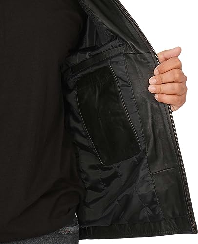 Blingsoul Disc Black Men Leather Jacket | [1104824] Thomas Black, L4