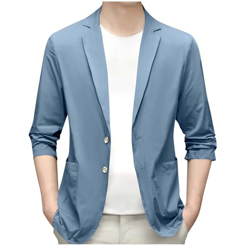 Spring Summer Men's Lightweight Suit Jacket Casual Stretch Slim Fit Button Down Sport Coats Casual Business Lapel Blazer 2025