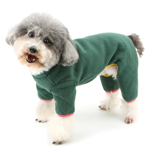 ZUNEA 犬の服 つなぎ ロンパース 秋 冬 小型犬 超小型犬 フリース パジャマ Dリング付き 暖かい 防寒 冬服 おしゃれ あたたかい 部屋着 寝間着 可愛い ペット ドッグウエア 洋服 防寒着 チワワ トイプードル 子犬 服 お出かけ お散歩 グリ