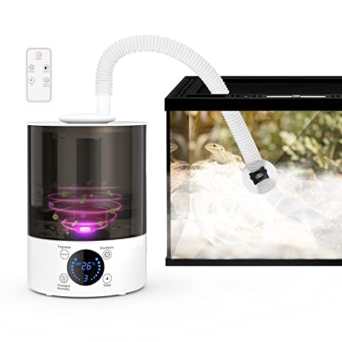 Reptile Fogger With U-V Light, Top Fill Reptile Humidifiers With Hose, 2.8L Capacity Fogger For Terrarium, Perfect Fogger For Reptiles, Amphibians, Herps Plants, Paludarium And Vivarium #TOP2