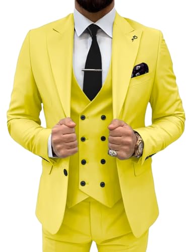 Men's 3 Piece Suit Slim Fit Wedding Groomsmen Suit Double Breasted Suit Men Prom Tuxedo Dinner Party