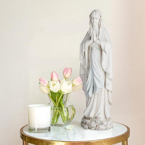 Vineyard Carvings BM11511 Our Lady Of Lourdes Statue - 14.5 Inches Blessed Virgin Mary Statue Catholic Home Decor, Mother Mary Outdoor Garden Statue thumb #1